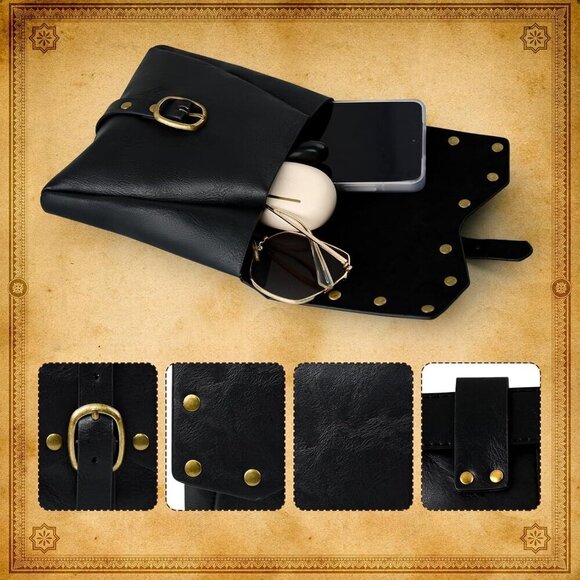 Leather Renaissance Belt Pouch Medieval Viking Arm Guards Cosplay Accessories